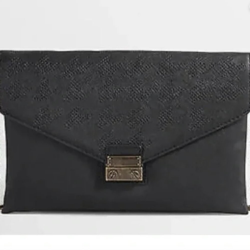 JCREW Lock Envelope Clutch Chain Strap Black Like New